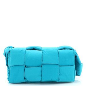 Bottega Veneta Padded Tech Cassette Crossbody Bag Intrecciato Nylon Blue